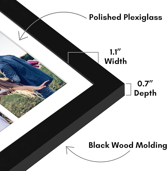 Americanflat 4x6 Collage Picture Frame with Polished Plexiglass - Fits Six 4x6 Photos or Use as One 14x14 Picture Frame - Signature Collection - Collage Frames for Wall Display - Black