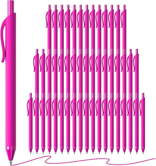 50 Pack Pink Ink Pens - Bulk Pens, 1.0MM Medium Point Ballpoint Pens, Smooth Writing No Bleed Retractable Ball Point Pen (Pink)