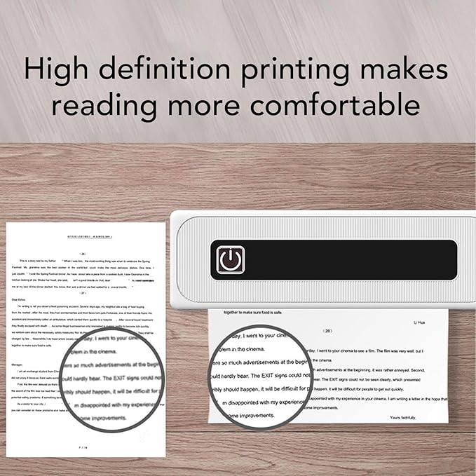 Ultra High 200dpi Inkless Printer 57mm-8.5in Portable Wireless Thermal Printer for Travel Compatible with iOS Laptop for Office Home School