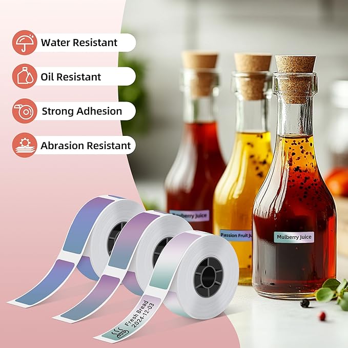ORGSTA S001 Label Maker Machine with Tape, Portable Bluetooth Label Maker for Home and Office Organization, Thermal Label Printer Mini Printer with 3 Roll Label Tapes - Gradient