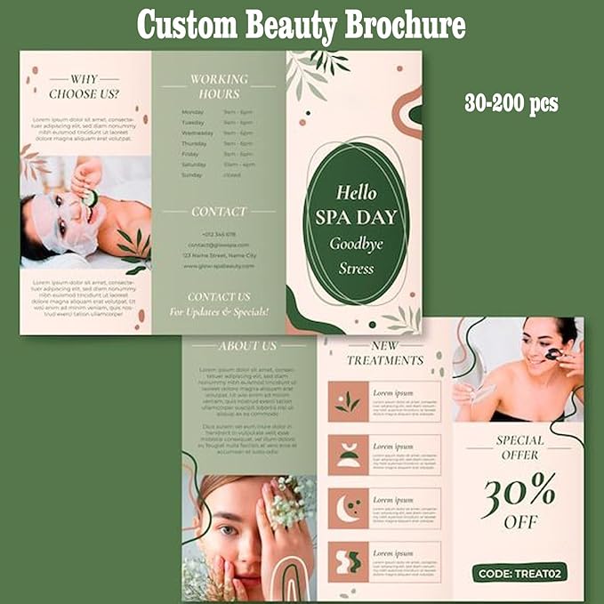 Custom Brochures for Business,Double-Sided Printing Tri-Fold Glossy Paper,3 Sizes,30-200 pcs,Perfect for Businesses & Events,Upload Your Image/Logo Design.