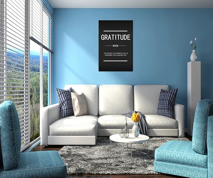 Motivational Wall Art for Office Wall Decoration Inspirational Entrepreneur Quotes Gratitude Noun Canvas Prints Company Living Room Bedroom Framed Poster Artwork Ready to Hang[24''W x 36''H]