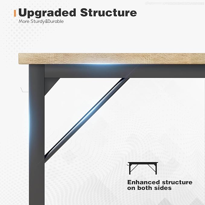 Shahoo Office Computer Desk, 40 Inch Student Home Table for Writing Work with Headphone Hook and Storage Bag, Light Oak