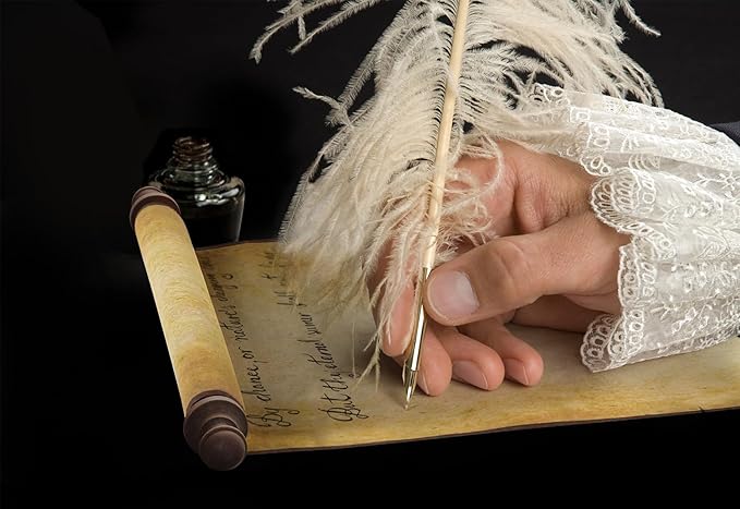 Makevivi 2 PCS Blank Scrolls Paper with Wood Rods, for Naughty or Nice List, Writing, Wedding Vows, Invitation, Love Letter, Cosplay Prop, Renaissance, 7.1 x 31.5 inches (Style 2)