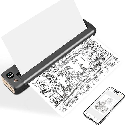 Rongta Portable Printer, Bluetooth Inkless Thermal Printer Wireless for Travel, Compatible with Android iOS Phone & Laptop, Supports 8.5" X 11" US Letter for Office, Home, Car, F81 (Gray)