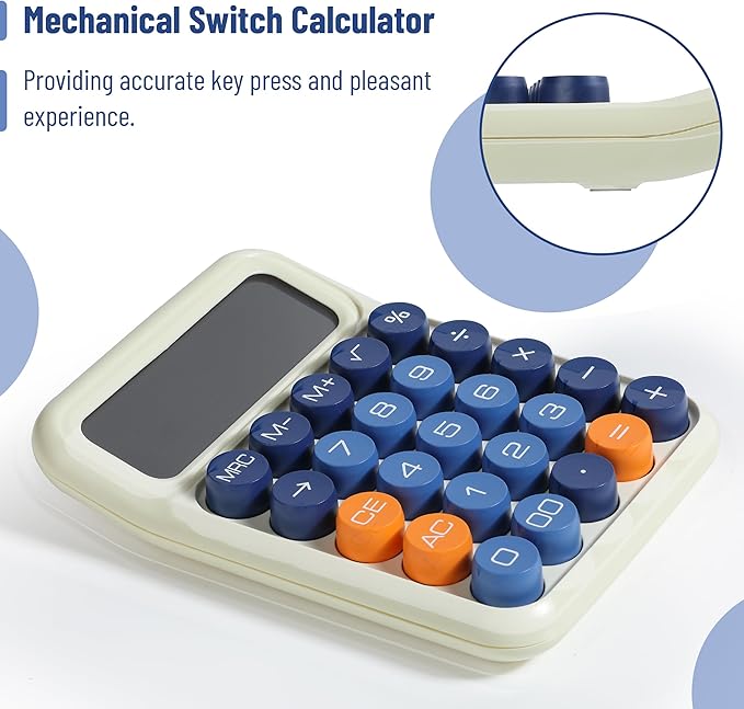 Mr. Pen- Mechanical Switch Calculator, 12 Digits, Large LCD Display, Colorful Calculator Big Buttons, Mechanical Calculator, Calculators Desktop Calculator, Cute Calculator, Aesthetic Calculator