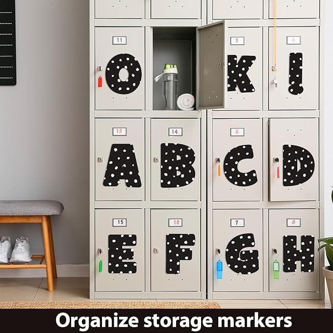 150 PCS Large 7" Bulletin Board Letters Set, Black White Polka Dots Classroom Alphabet Cutout Letter for Bulletin Board Display Home School Class, A Great Helper to Inspire Students' Learning Interest