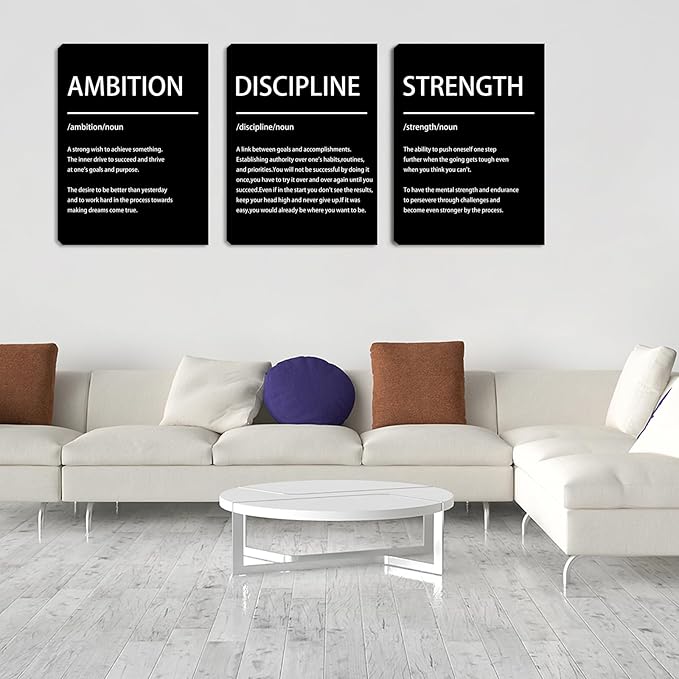Halioyo Motivational Wall Art - 3 Pieces Inspirational Quotes Wall Decor for Office, Positive Affirmation Canvas Prints Posters for Bedroom Living Room Classroom Workspace, Ready to Hang (12x16 inch)