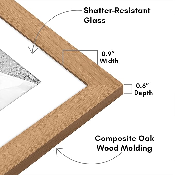 Americanflat Set of 7 Picture Frames with Shatter-Resistant Glass - Gallery Wall Frame Set with One 11x14, Two 8x10 and Four 5x7 Frames - Signature Collection - Dark Oak