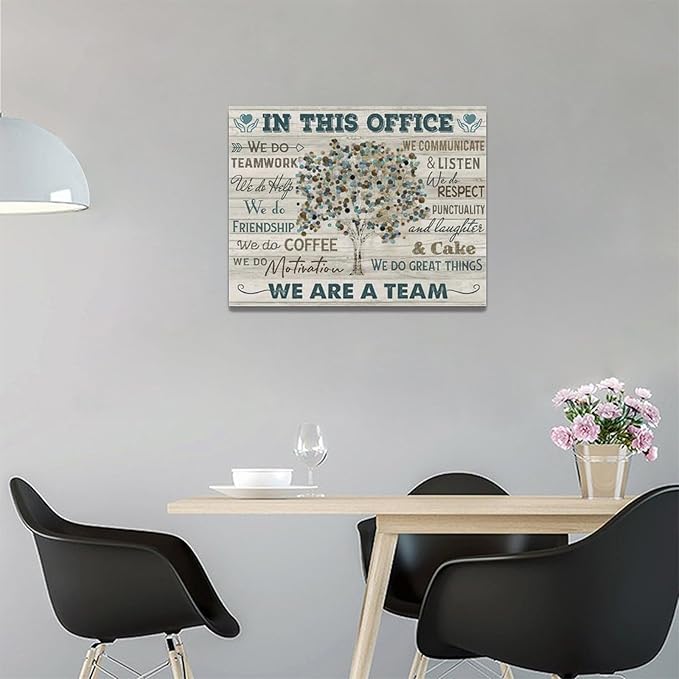 Yibuda In This Office Wall Art Motivational Quotes Pictures Wall Decor We Are A Team Canvas Painting Modern Room Office Decorations Artwork Framed Ready to Hang 16"x12"