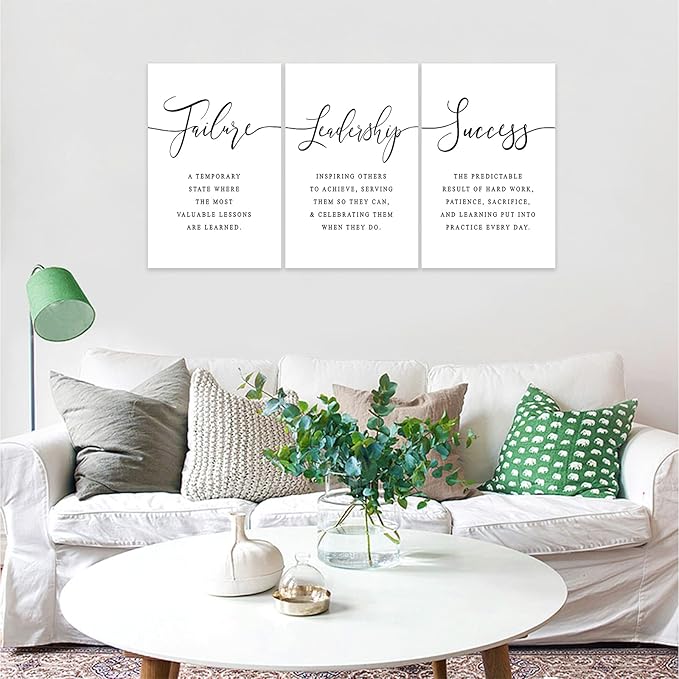 3 Piece Inspirational Canvas Wall Art, Quotes Motivational Mindset Print Pictures for Office Wall Decor, Triptych Entrepreneur Poster Framed Artwork for Women Men Home Decor Ready to Hang (72"Wx36" H)