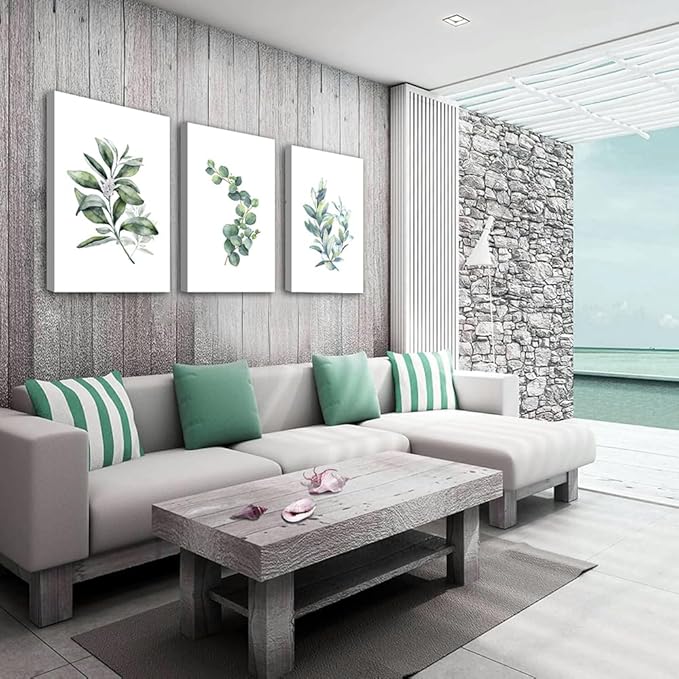 Lapremoly Large Canvas Wall Art For Living Room Modern Wall Decor For Bedroom Plants Green Leaves Wall Paintings Kitchen Home Decorations Pictures Bathroom Posters Prints Artwork Room Mural Works