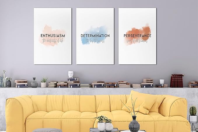 3-Piece Canvas Wall Art: Motivational Quotes - Inspirational Framed Pictures for Office, Home or All Rooms - Ready to Hang: 20"x30" x 3 Pcs