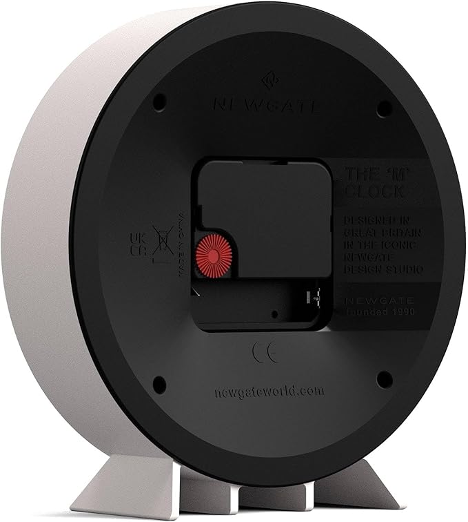 NEWGATE® M Mantel Echo Desk Clock | Modern Round Design | White | Easy to Read Numbers | Contemporary Style for Desk, Table, Shelf or Bedside
