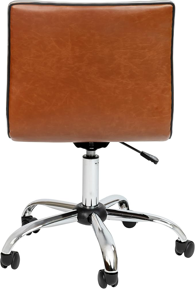 Flash Furniture Alan Office Task Chair - Brown Vinyl - Chrome Frame - Armless - Ribbed Back and Seat - Low Back Design