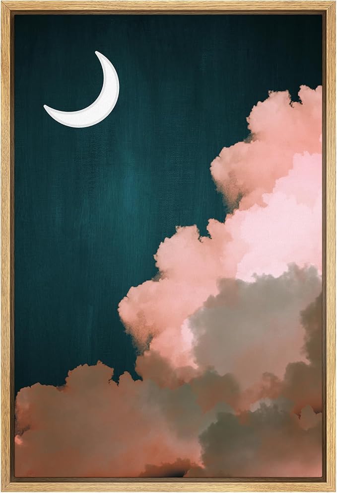 SIGNWIN Framed Canvas Wall Art Pink Cloud on Sky Canvas Prints Home Artwork Decoration for Living Room,Bedroom - 16x24 inches