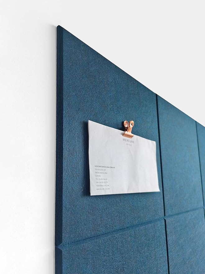 Cork Board 24 x36 Alternative - 6 Pack Felt Wall Tiles with Safe Removable Adhesive Tabs, Cork Boards for Walls Cork Board for Home Office Pin Board Tack Board - Prussian Blue