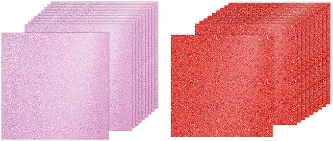 PATIKIL 10Sheets Red/Pink Glitter Cardstock, 12x12In Glitter Paper Card Stock Shiny Scrapbook 250gsm Sparkly Paper Large Shimmer for Crafts Scrapbook DIY Art Wedding Party