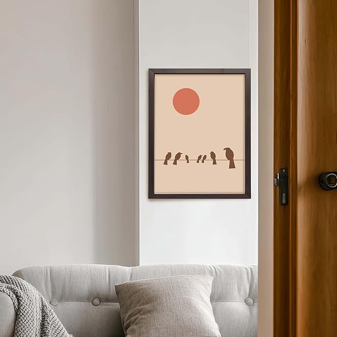 ALPINE INK CO. Abstract Bird Satin Poster - Minimal Silhouette Perch Artwork - Warm Neutral Modern Style - Living Room Bedroom Office Decor - 16x20 Unframed Satin Print