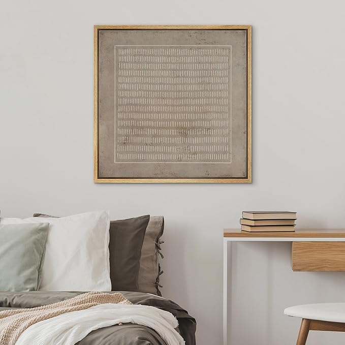 SIGNWIN Framed Canvas Print Wall Art Grunge Pastel Geometric Line Collage Abstract Shapes Illustrations Modern Art Decorative Relax/Zen Nordic for Living Room, Bedroom, Office - 16"x16" Natural