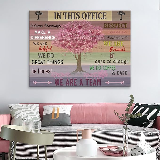 Large Motivational Canvas Wall Art Inspirational In This Office Retro Wooden Poster Print Positive Saying Quote Sign Inspiring Picture Artwork for Living Room Office Gym Wall Decoration [30''Wx 40''H]