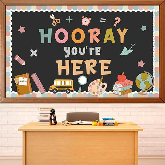 Groovy Bulletin Board Set Hippie Pastel Themed Classroom Welcome Bulletin Board Decoration Stationery Paper Cutout Classroom Decoration for Back to School Office Home Chalkboard Decor Wall Door