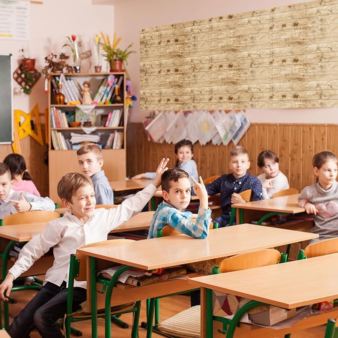 Bulletin Board Paper 48'' x 107'' Class Boards for Classroom Bulletin Boards Everyone is Welcome Classroom Board Decor Pillows Curtains Crafts(Rustic Wood,1 Pc)