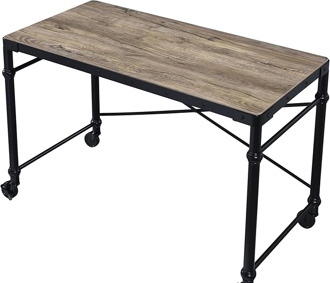 Oklarth Rustic Oak & Black Finish Writing Desk