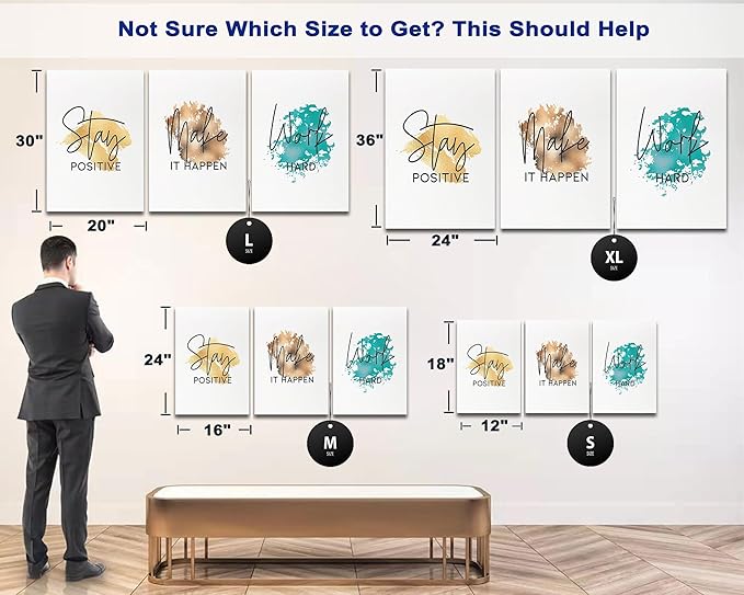 SHMAO Office Canvas Wall Art Motivational Wall Decor, 3 Piece Stay Work Make Print Pictures for Office Wall Decor Women Inspirational Framed Artwork Home Office Decor 16”x24”x3 Panels