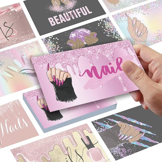 Business Cards Customize with Nail Artist Templates, Custom Business Cards Personalized with Your Logo, 3.5"X 2" 300gsm Matte Paper for Small Business