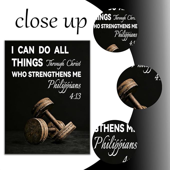 I Can Do All Things Motivational Office Wall ArtPositive Quotes Design Resilience Inspirational Picture Print Wall Decor Artwork for Modern Living Room School Gym Stretched and Framed [30''W X 40''H]