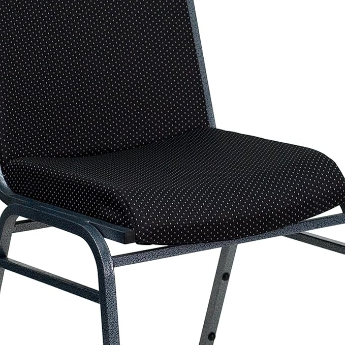 Flash Furniture HERCULES Series Heavy Duty Black Dot Fabric Stack Chair with Ganging Bracket