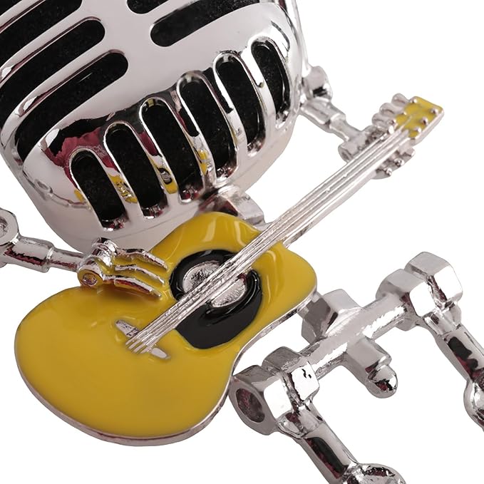 Vintage Microphone Guitar Lamp, Cool Guitar Gifts for Music Lovers and Player, USB Plug in Powered, Retro Decorations for Home, Bar, Office