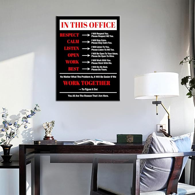 Inspirational Canvas Wall Art In This Office Motivational Poster Entrepreneur Quotes Poster Prints Positive Picture Artwork for Bedroom Office Gym Wall Decor Ready to Hang [18''Wx24''H]