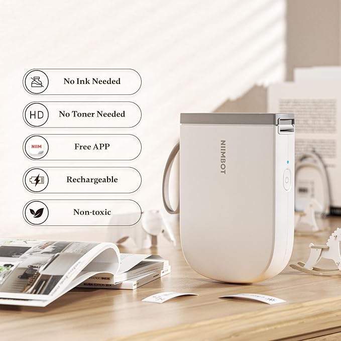 NIIMBOT 300 DPI D11 Label Maker Machine with 3 Tapes, Mini Portable Label Printer, Bluetooth Thermal Label Printer Sticker Labeler for Office Home Kitchen School Organization, White