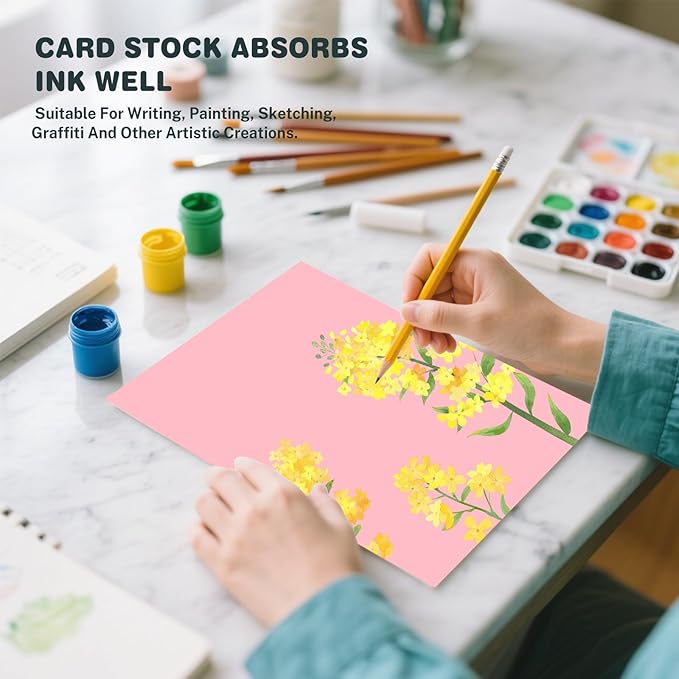 Cardstock 8.5 X 11, 40 Sheets Pink Card Stock, 75lb/ 200gsm Copy Paper, Cardstock Printer Paper For Art, Drawing, Invitations, DIY Cards, Watercolor, Craft, Construction, School & Office Supplie