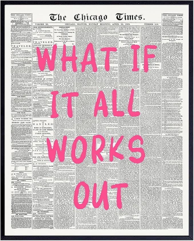 Positive Affirmations Wall Decor - CUTE TRENDY Aesthetic Wall Art - Inspirational quote Office Decor for Women - Newspaper Wall Art Unique Living room Bedroom Art Print - Motivational Quotes