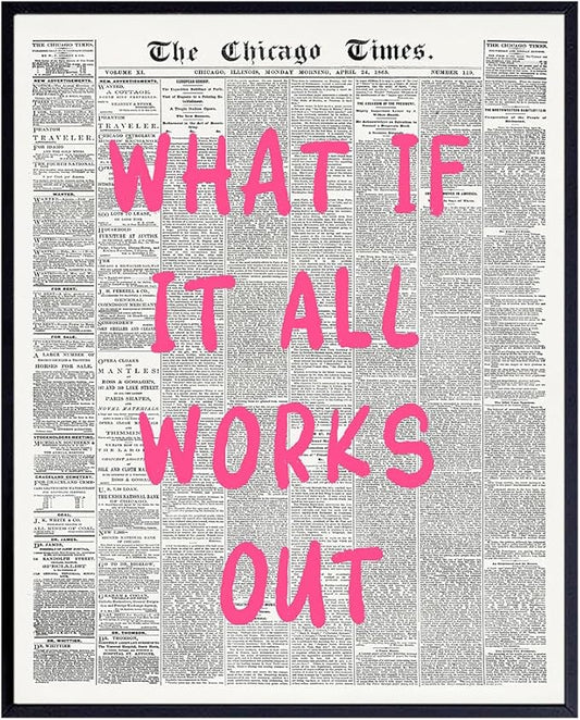 Positive Affirmations Wall Decor - CUTE TRENDY Aesthetic Wall Art - Inspirational quote Office Decor for Women - Newspaper Wall Art Unique Living room Bedroom Art Print - Motivational Quotes