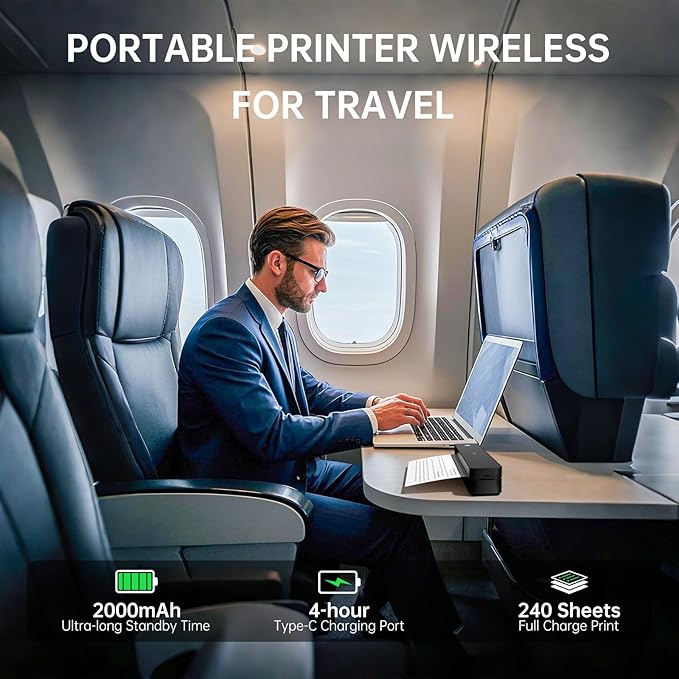 iDPRT MT610 Portable Thermal Printer, 300DPI HD Mobile-Travel-Printers, Inkless-Wireless-Small-Printer for Home Use, Office, Vehicles, Bluetooth Printers Supports 8.5 x 11 US Letter&A4&A5, Deep Black