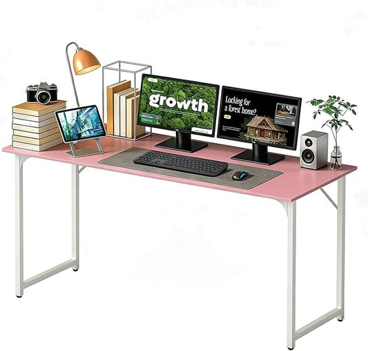 BestOffice Computer Desk,Home Office Desk, Modern Simple Style for Home Office Study Writing (Pink, 55 Inch)
