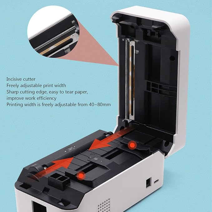 ZJchao Express Printer Professional USB Interface High Efficiency Thermal Label Printer for Office Business Home (US Plug)