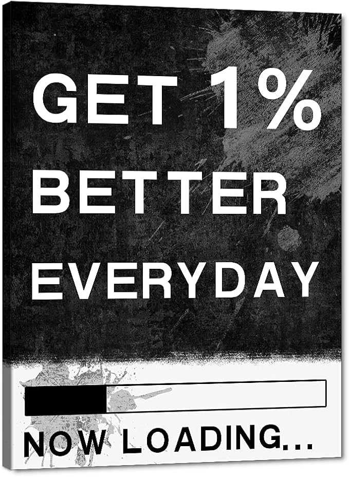 Motivational Black and White Vintage Artwork with Positive Quotes GET 1% BETTER EVERYDAY Artwork Inspirational Decoration Wall Pictures for Study Room Studio Decor Farmed Easy to Hang-18"Wx24"H