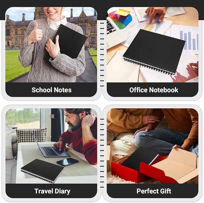 EUSOAR Spiral Notebook College Ruled, 3pcs B5 7.3"x10.2" Hardcover, 5 Subject with Dividers, Thick 100GSM Lined Paper, 120Sheets/ 240Pages, Notebooks Set for Writing, Sketching and Note Taking