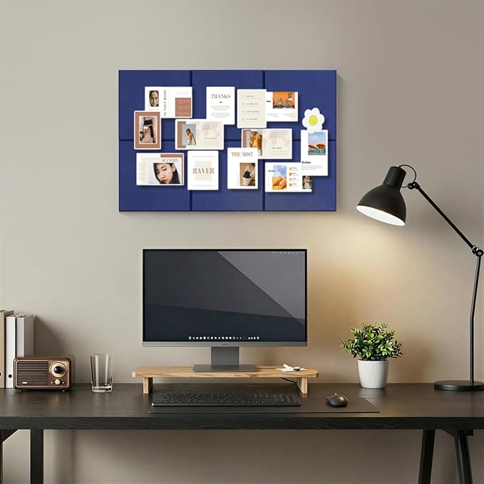 Large Cork Boards for Walls – 36" x 24" Self Adhesive Felt Wall Tiles, Ideal for Office Black Bulletin Board, Easy to Install Pin Board Photo Board