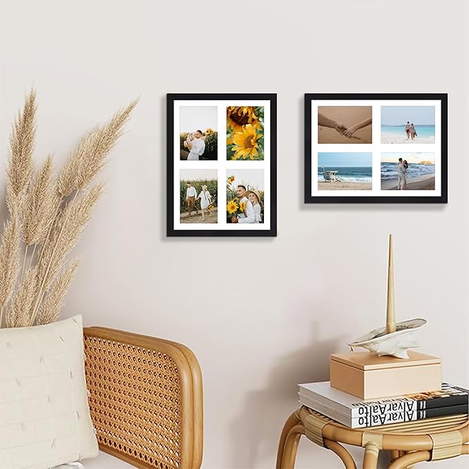 12x16 Picture Frame, 5x7 Collage Picture Frames, Display 4 5x7 Photos with Mat, or 12x16 Picture without Mat, Photo Collage Frame for Wall Decor - Horizontal or Vertical Wall Mounting