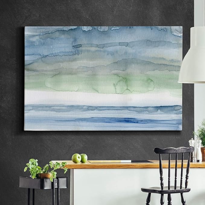Landscape Wall Art Premium Gallery Wrapped Canvas Abstract Ocean Forest Modern Artwork Decoration for Living Room Kitchen Bathroom Office, Ready to Hang