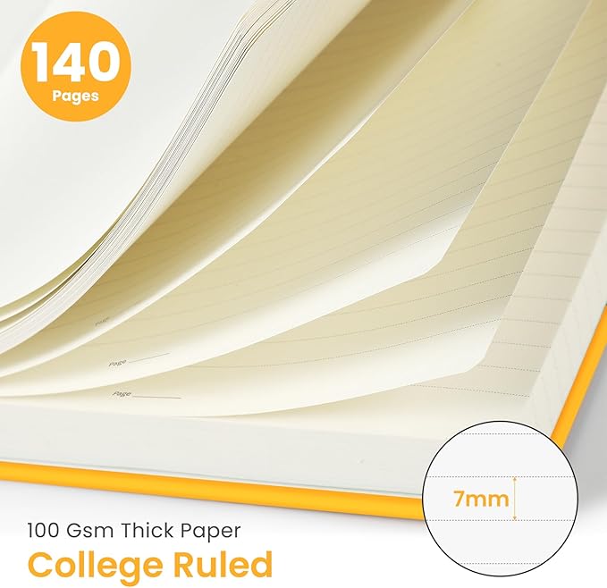Taja Lined Spiral Journal Notebook for Women & Men, 140 Pages, College Ruled Hardcover Notebook for Work & Note Taking, Journals for Writing, A5(5.7" x 7.9") – Yellow
