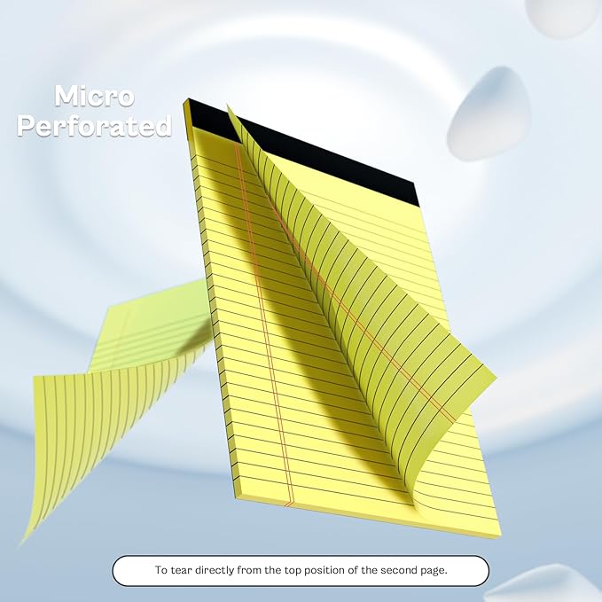 2 Pack Yellow Legal Pads 8.5x11 Yellow Notepads 30 Sheets Perforated Yellow Pads Paper Wide Ruled Writing Pad 70gsm Premium Thick Paper Double-Sided Printing Note Pads for Students, Office, Business