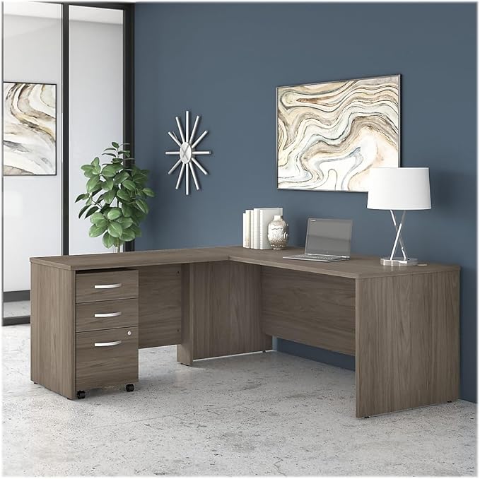 Bush Business Furniture Studio C 60W x 30D Office Desk in Modern Hickory, Computer Table for Home or Professional Workspace