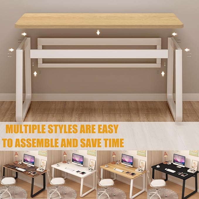 Modern Desk 31.5 Inch Computer Table Simple Style Office Writing Desk Industrial Office Table Natural
